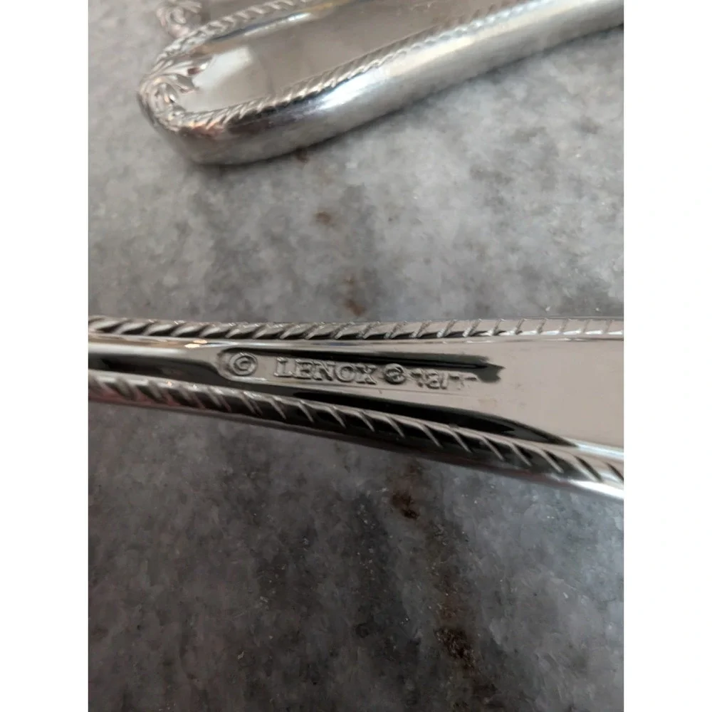 5 Lenox TUDOR BEAD Stainless 18/10 Glossy Rope Edge Large Spoons‎